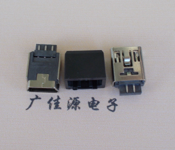 道滘镇MINI USB 5Pin接口 带护套焊线母座 B型180度铜壳