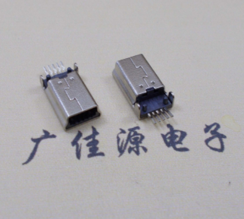 道滘镇MINI USB公头 5pin端子贴板带柱 10.7mm体长