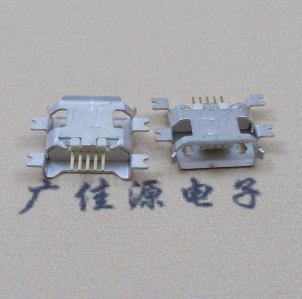 道滘镇MICRO USB5pin接口 四脚贴片沉板母座 翻边白胶芯